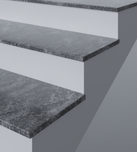 Лестница с облицовкой (с подступенками) из искусственного акрилового камня изготовлено в правила камня